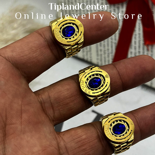 خرید انگشتر رولکس نگین آبی